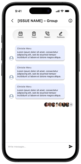Initial mockup: groups hub