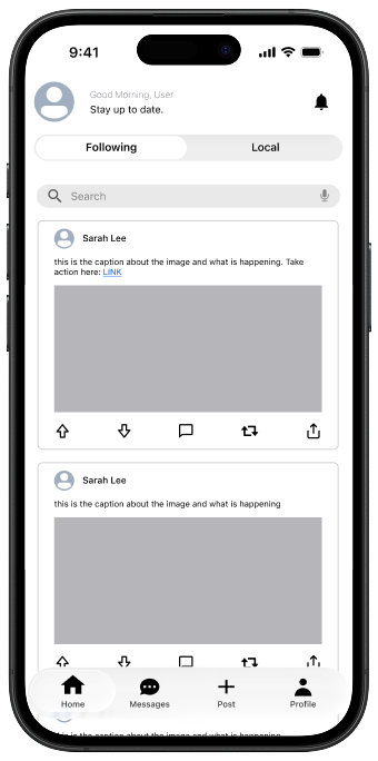 Initial mockup: home page